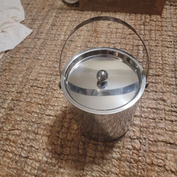 Insulated stainless steel Ice bucket w Tongs 7 .25"H Wine Chill Cooler w/ handle - Picture 7 of 16